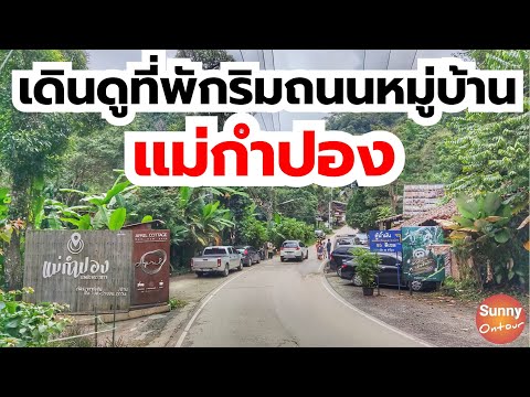 เดินดูที่พักในหมู่บ้านแม่กำปอง ตามถนนของหมู่บ้านว่ามีที่พักอะไรบ้าง? ล่าสุด!! ปี 2565 l Sunny ontour